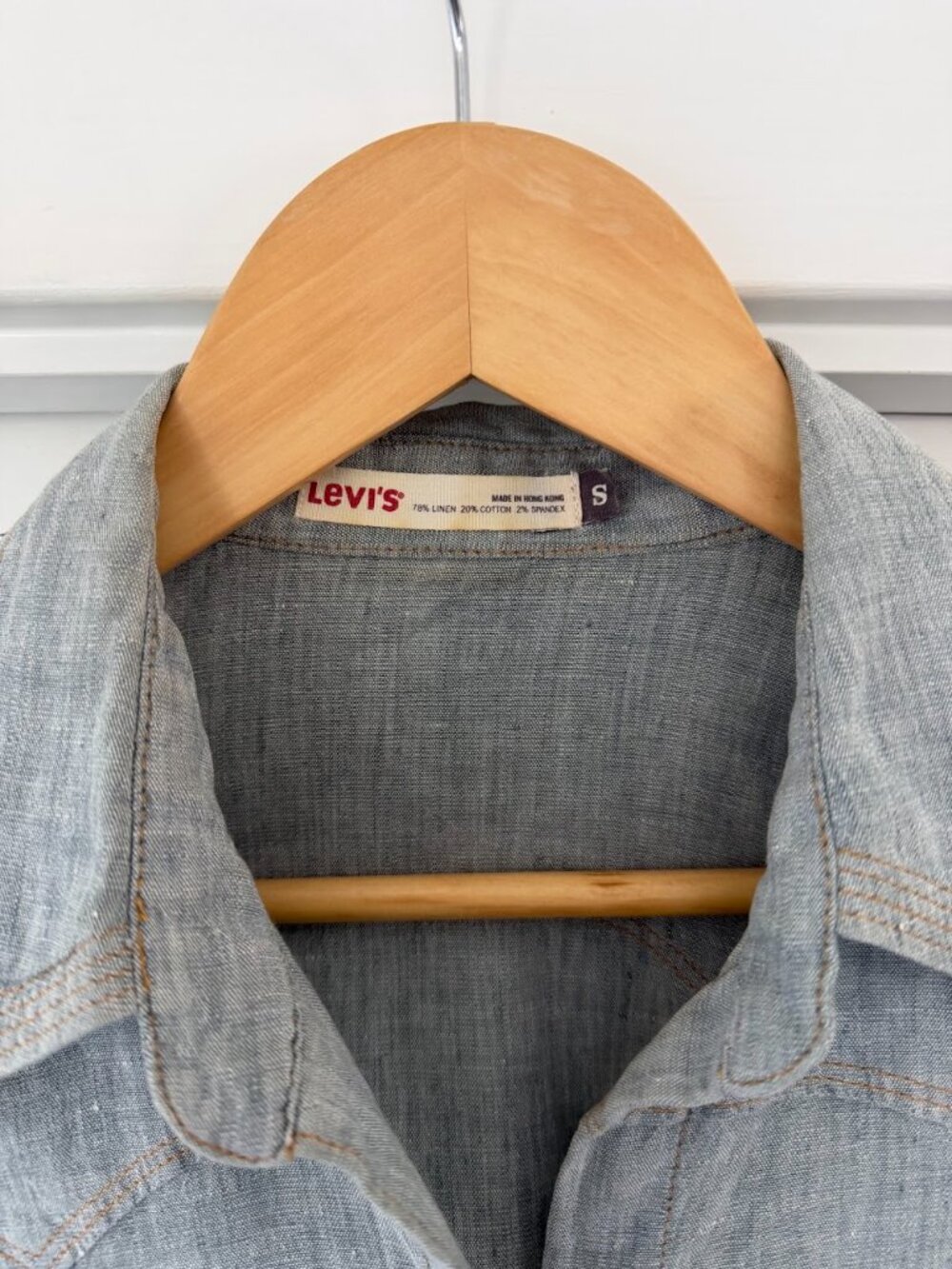 Levi's Snap-button 3/4 Sleeve Denim/Linen Shirt - Picture 2 of 7